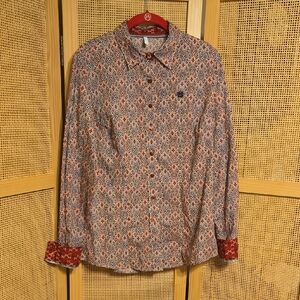 Cinch Women's Patterned Long Sleeve Shirt Large Western Button Down Farm Cowgirl